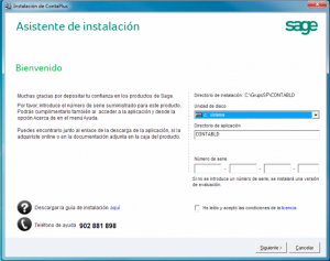 Tutorial de ayuda a la instalación de aplicaciones Sage - Numero de serie