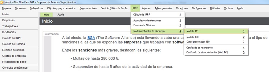 Presentación del Modelo 111 con NominaPlus Flex