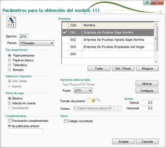 Presentación del Modelo 111 con NominaPlus 