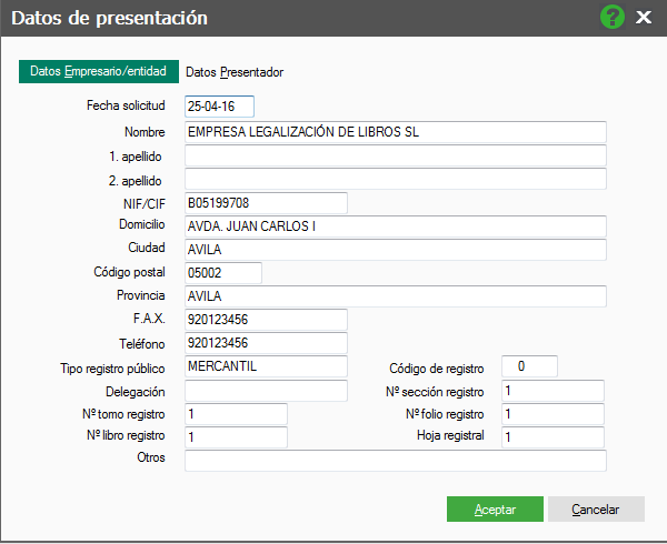 datos de presentacion
