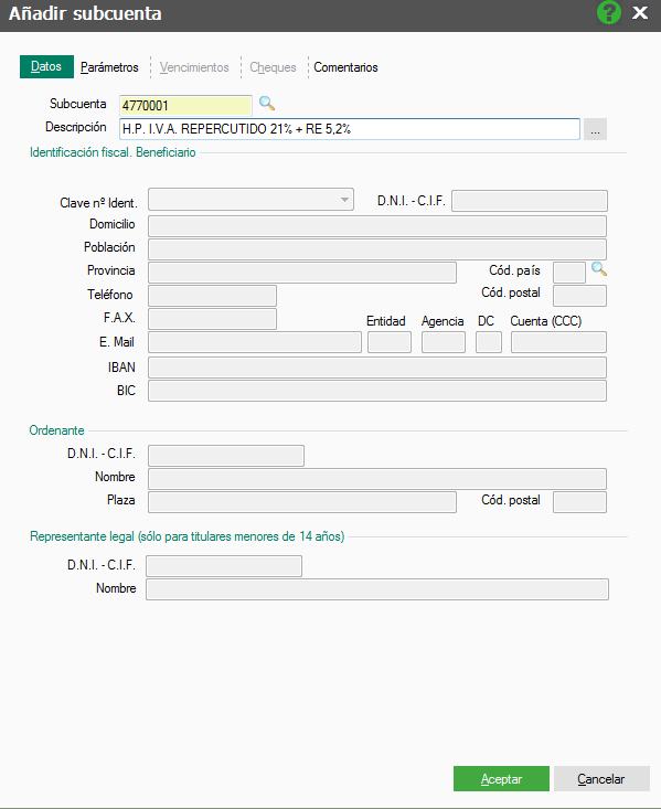 Como crear subcuentas de IVA en ContaPlus Flex