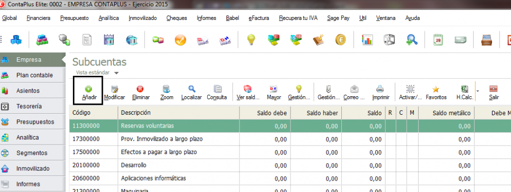 Como crear subcuentas de IVA en ContaPlus 