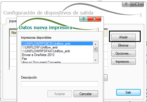 Como añadir impresoras en aplicaciones Sage