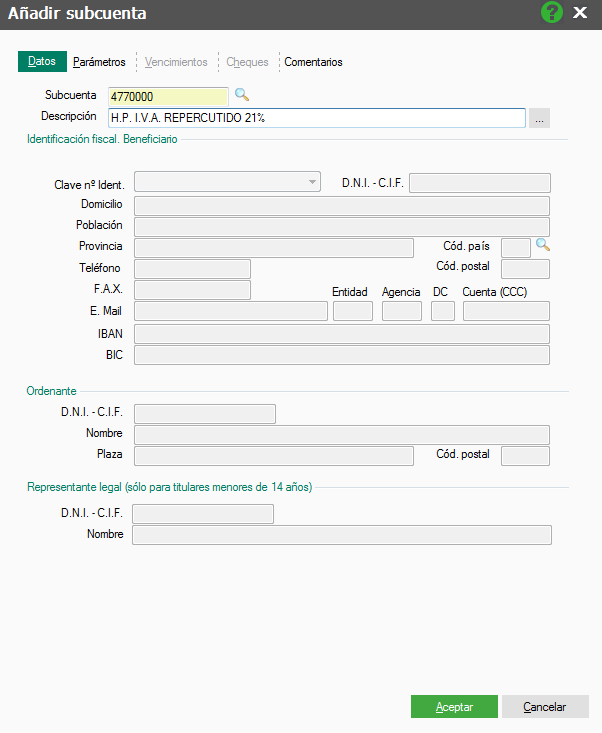 Como crear subcuentas de IVA en ContaPlus Flex