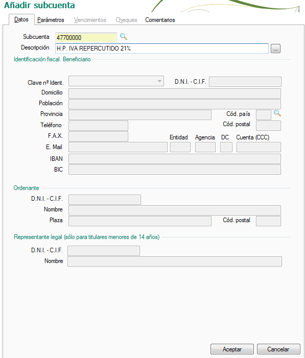 Como crear subcuentas de IVA en ContaPlus 