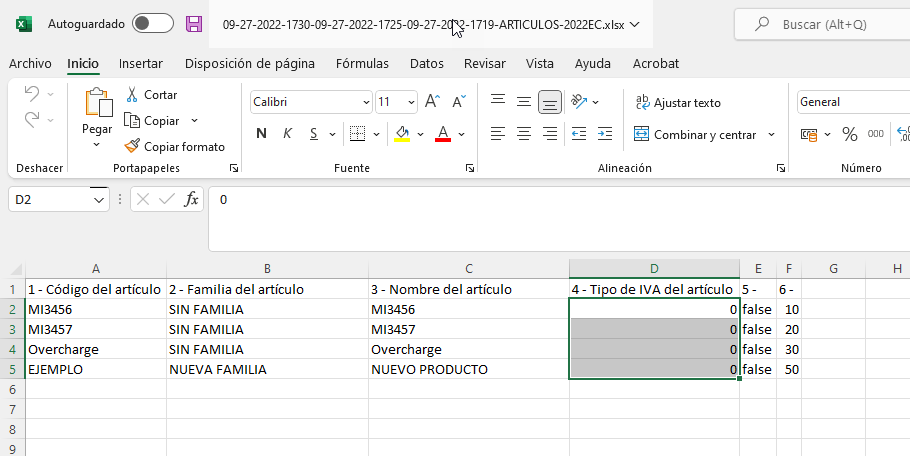 Exportar de Excel a Sage 50